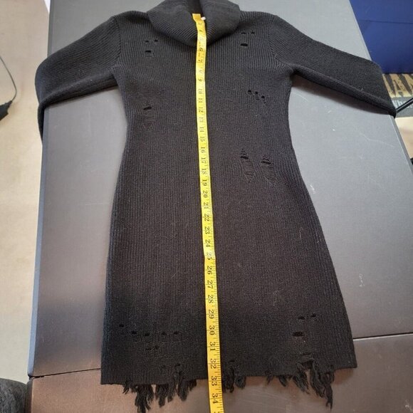 NEW Lovers + Friends Distressed Sweater Dress MEDIUM Revolve Black Wool Blend - Picture 8 of 8